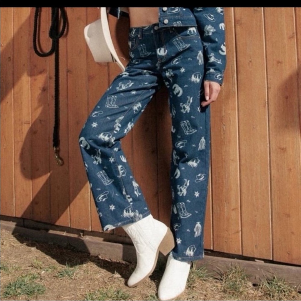 🤠NWT Cali 1850 Western Wide Leg Blue Jeans